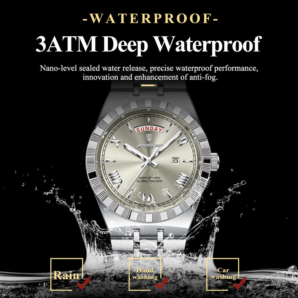 Poedagar 675 Watch for Men Luxury Waterproof Luminous Quartz Watch Business Reloj Hombre Stainless Steel Wristwatch for Men