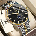 Poedagar 854 Luxury Mens Wristwatch Moon Phase Calendar Watch Stainless Steel Bracelet Montre Waterproof Business Watch for Men