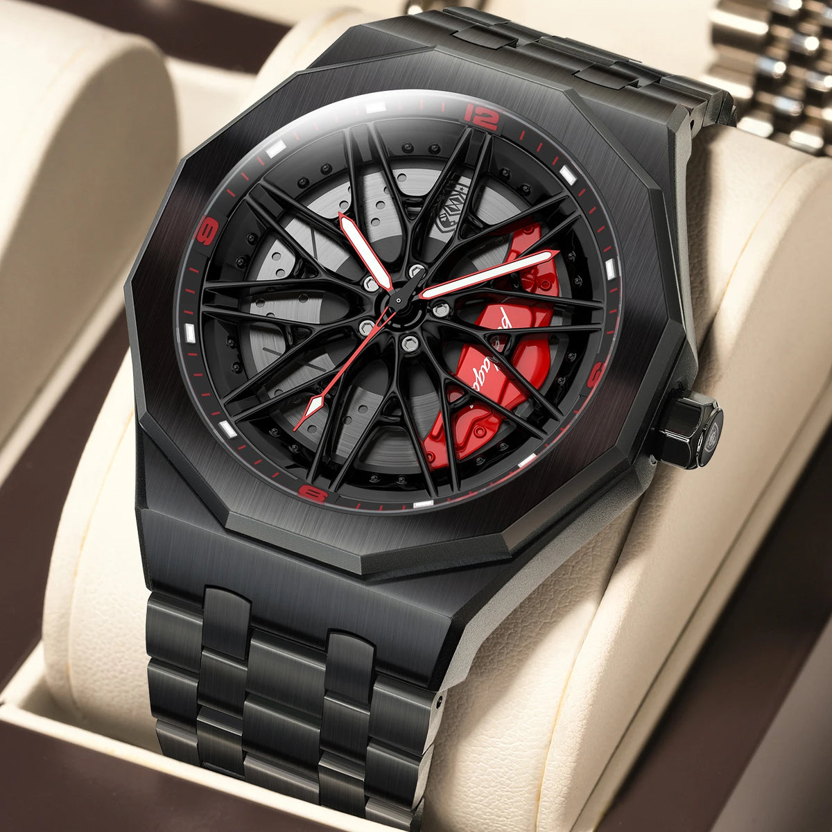 Poedagar 809 Men's Watch Fashion Wheel Rotating Design Waterproof Luminous Stainless Steel Quartz Watches for Men Montres Hommes
