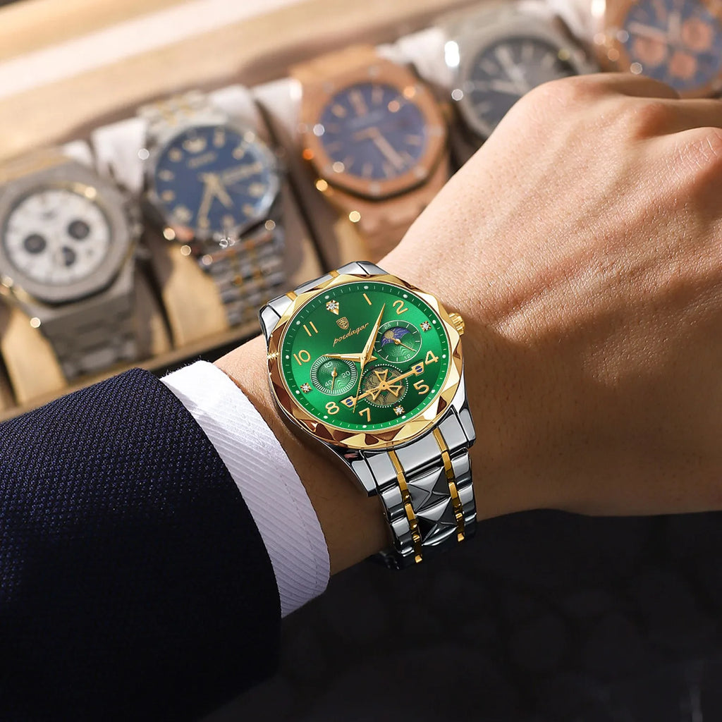 Poedagar 972 Luxury Men's Quartz Watches High Quality Montre Homme Stainless Steel Waterproof Wristwatch Luminous Watch for Men
