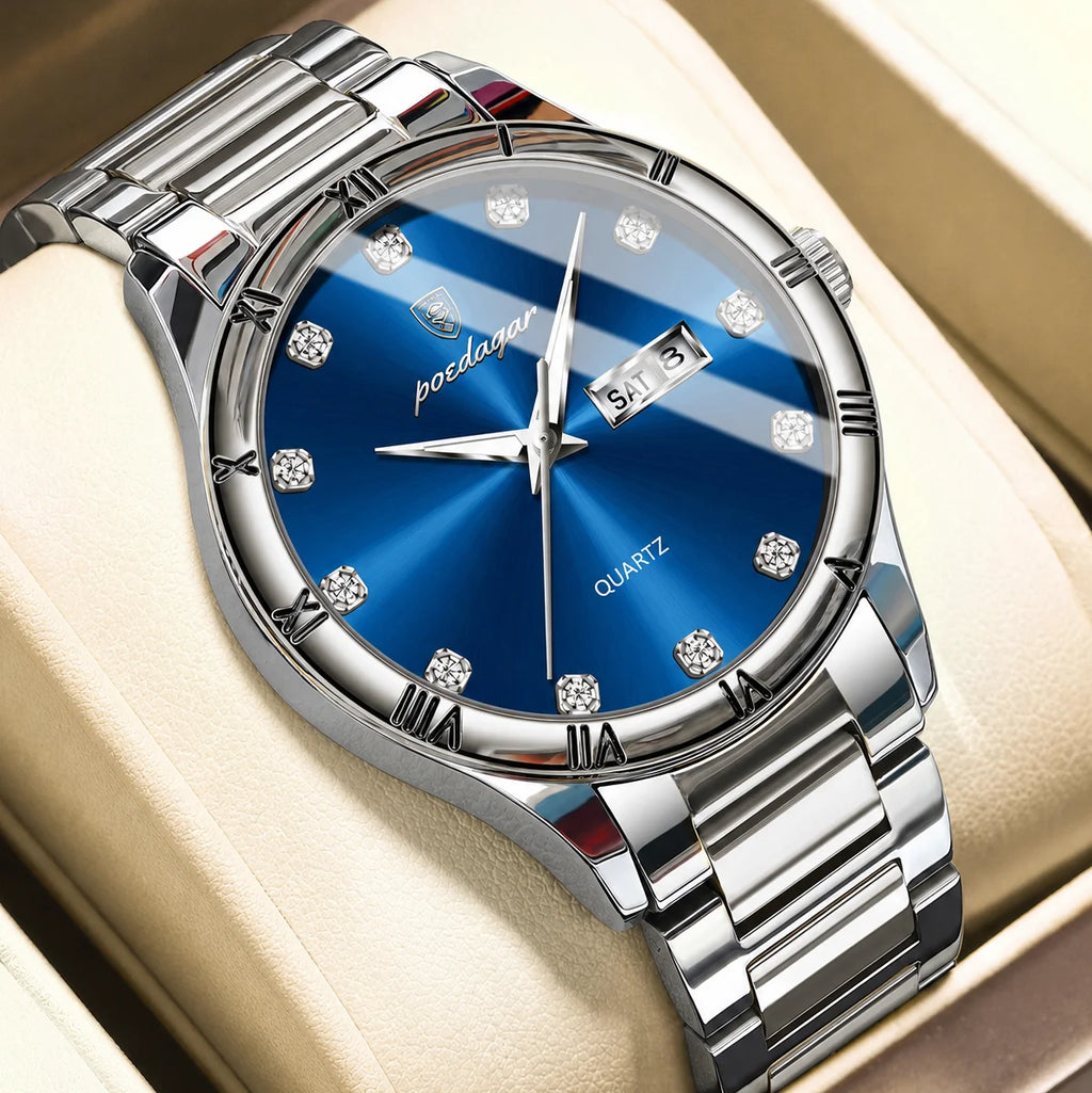 Poedagar 878 Luxury Men's Watch Stainless Steel Bracelet Reloj Herrenuhr Men Watches Waterproof Luminous Quartz Watches for Men