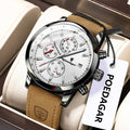 Poedagar 932 Men's Watch Luxury Leather Strap Chronograph Waterproof Quartz Watches Luminous Wristwatch for Men Reloj Wholesale