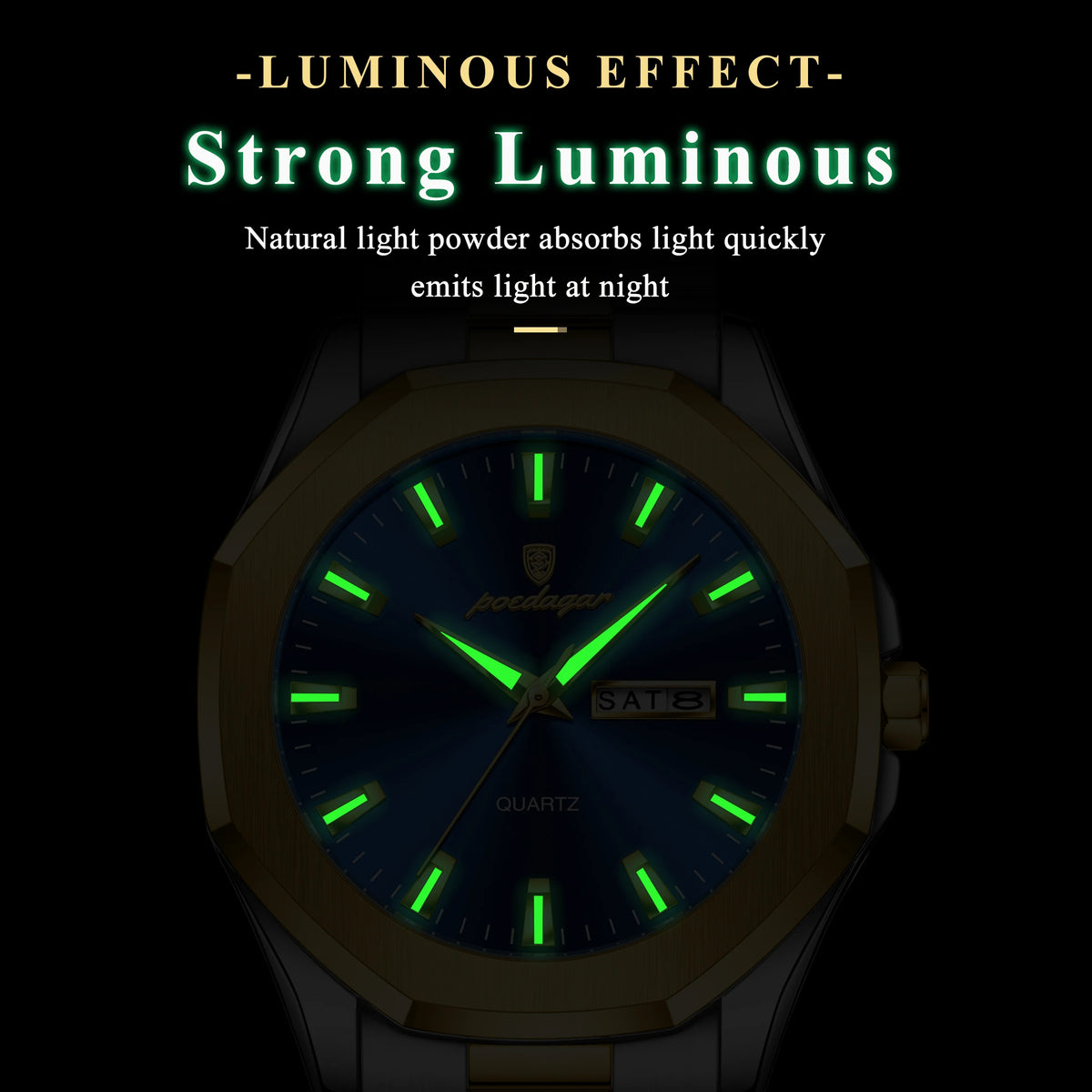 Poedagar 875 Business Quartz Watch for Men Luxury Luminous Waterproof Stainless Steel Mens Watch