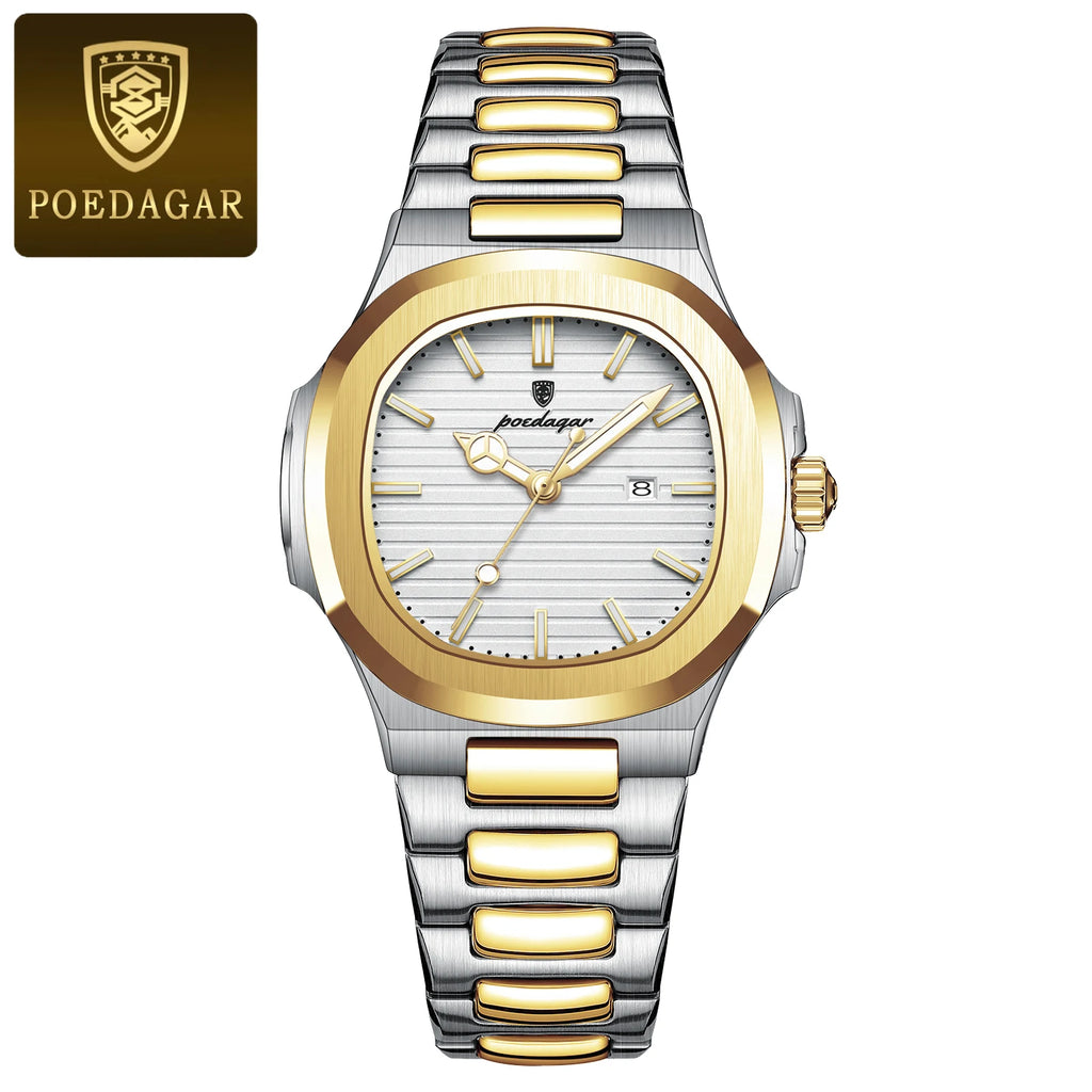 Poedagar Luxury Square Ladies Watch Waterproof Luminous Women Watch Stainless Steel Quartz Watch for Women