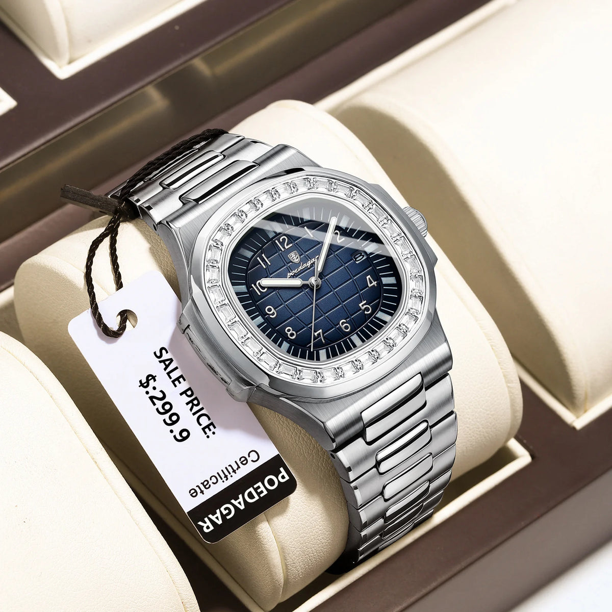 POEDAGAR 925 Luxury Men Wristwatch Luminous Waterproof Date Men Watch Stainless Steel Quartz Watches for Men