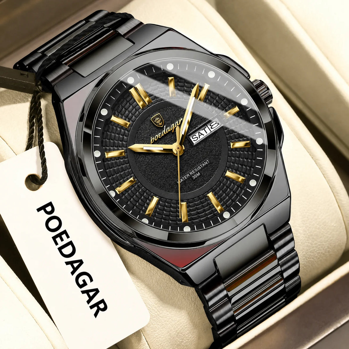 Poedagar 896 Luxury Mens Watch Original Daily Wear Waterproof Luminous Stainless Steel Quartz Watch for Men Reloj Hombre Montre