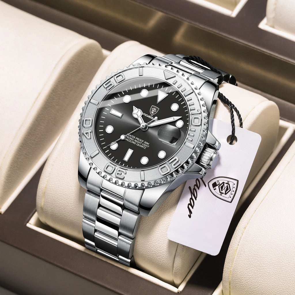 Poedagar Wholesale Luxury Men's Watches Wrist Stainless Steel Quartz Watch Waterproof Luminous Watch for Men