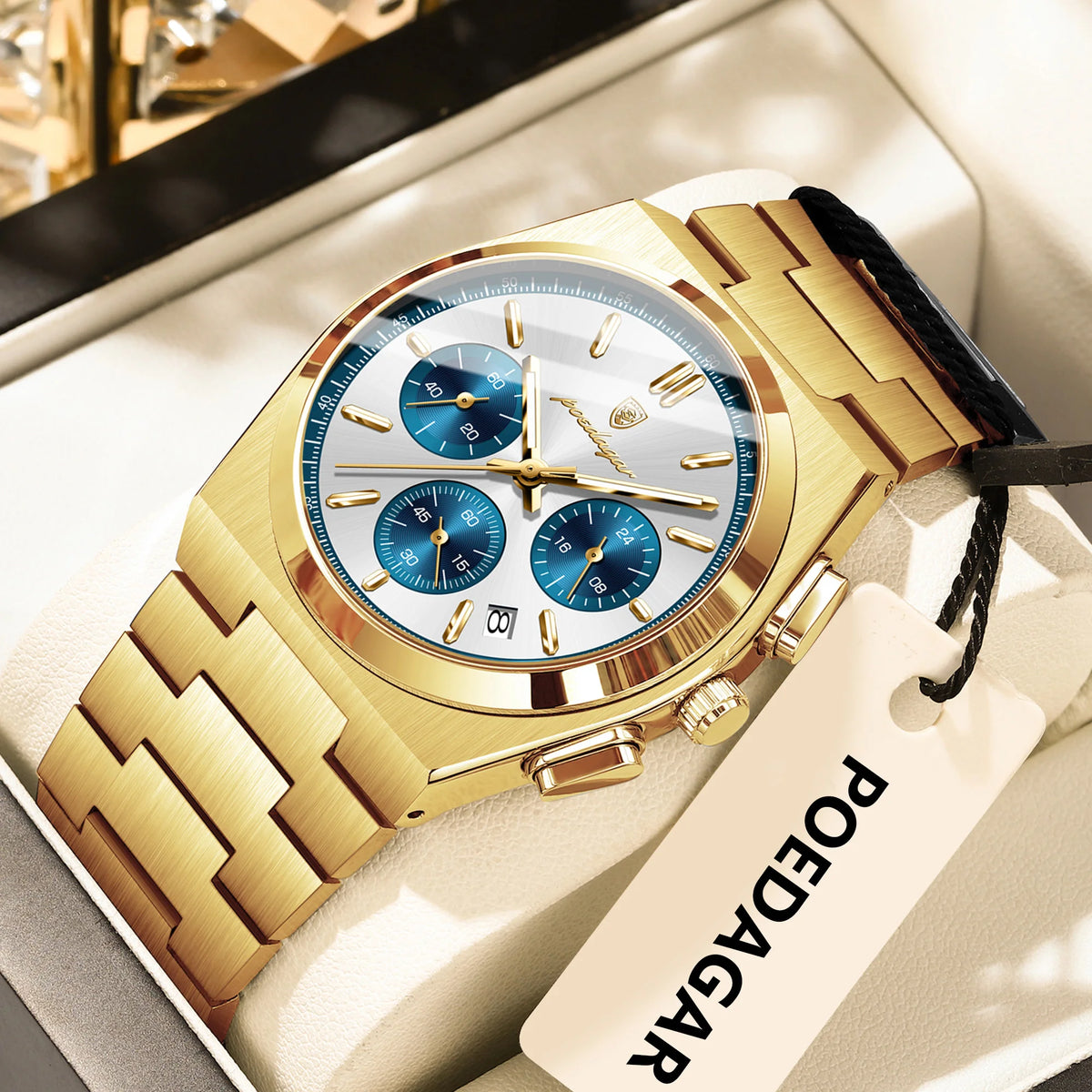 Poedagar 970 Luxury Mens Watch Waterproof Luminous Quartz Watches Montre Homme Relogio Chronograph Stainless Steel Watch for Men