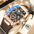 Poedagar 9051 Luxury Sport Men's Chronograph Alloy Case Square Dial Silicone Strap 3BAR Water Resistant Quartz Watch