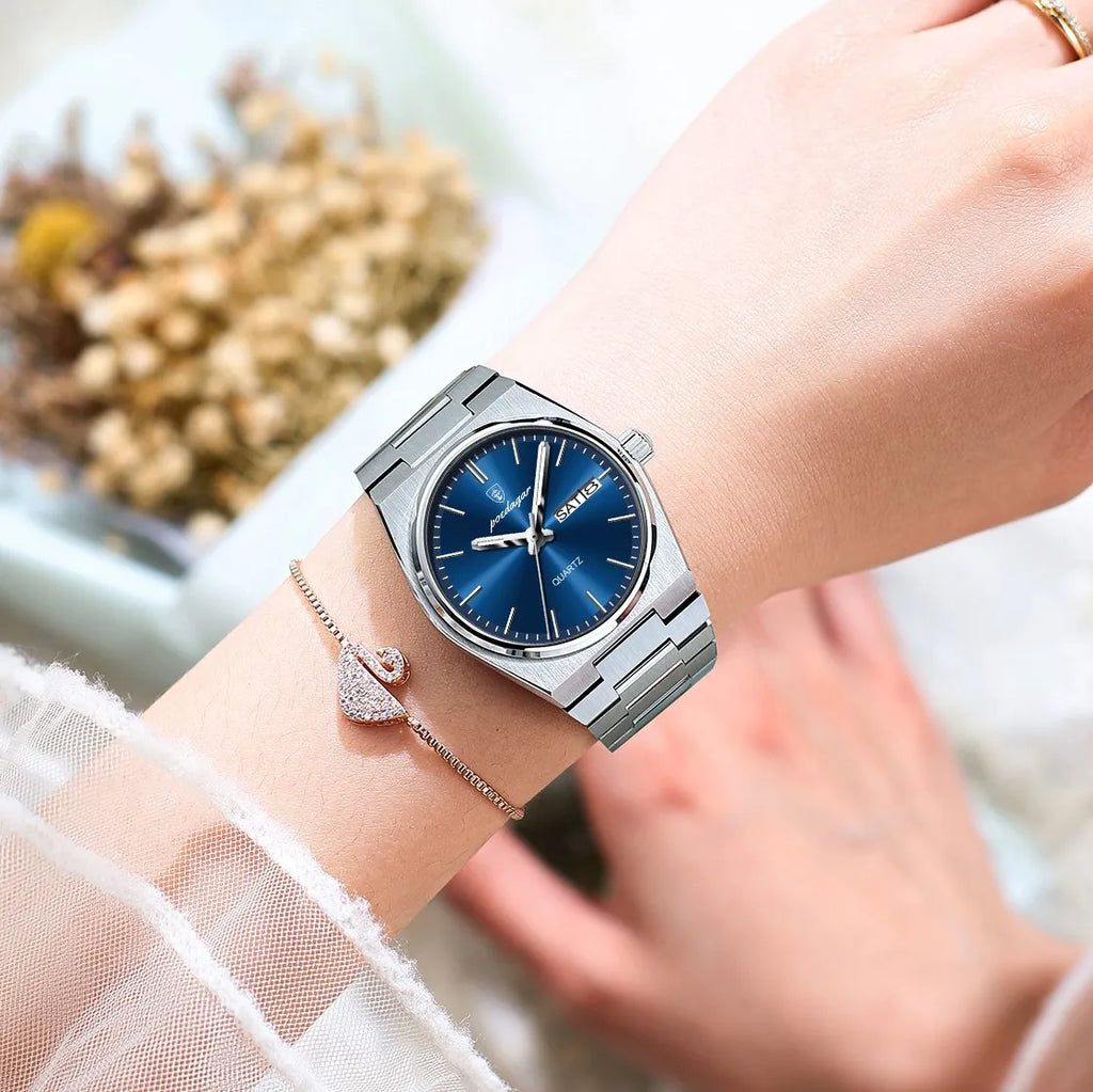 Poedagar 786 Luxury Women Watch Elegant Stainless Steel Wristwatch Waterproof Luminous Date Ladies Reloj Quartz Watch for Women
