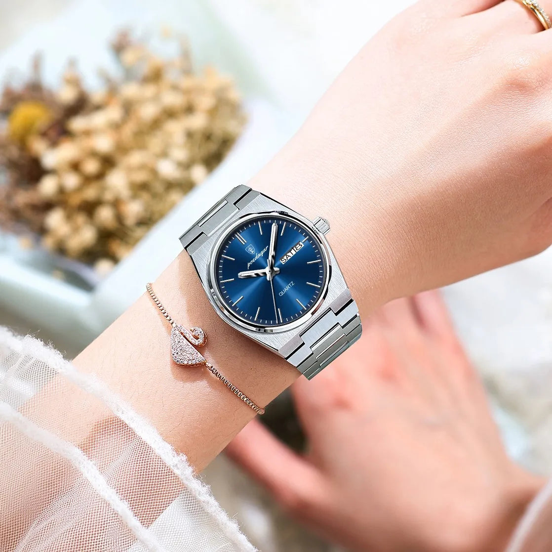 Poedagar 786 Luxury Women Watch Elegant Stainless Steel Wristwatch Waterproof Luminous Date Ladies Reloj Quartz Watch for Women