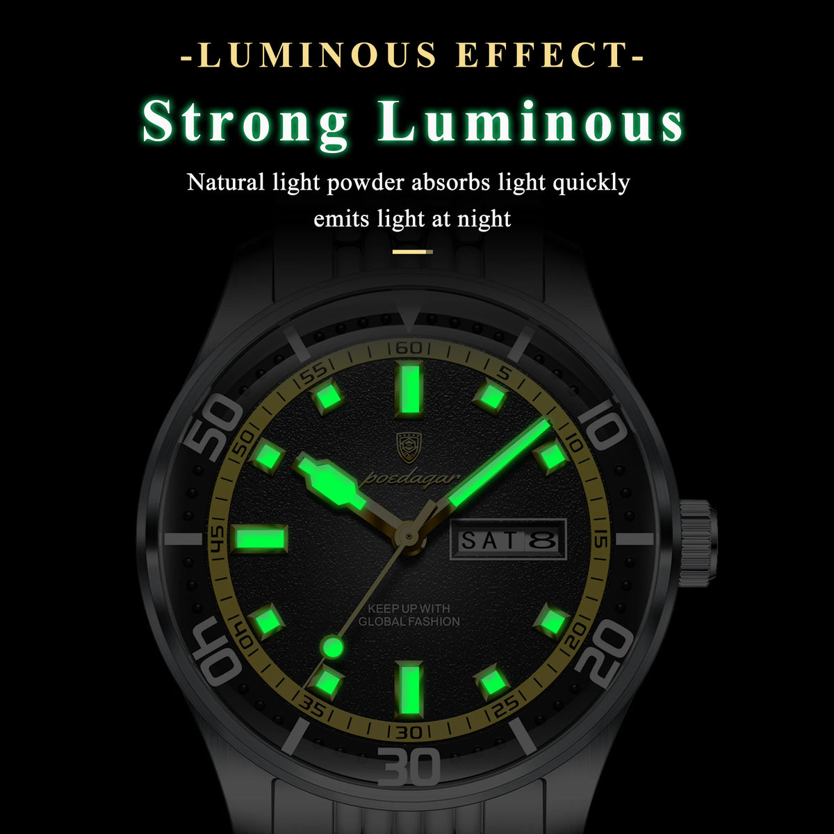 Poedagar 609 Men's Watches Luxury High Quality Waterproof Quartz Watch Montre Luminous Stainless Steel Date Wristwatch for Men