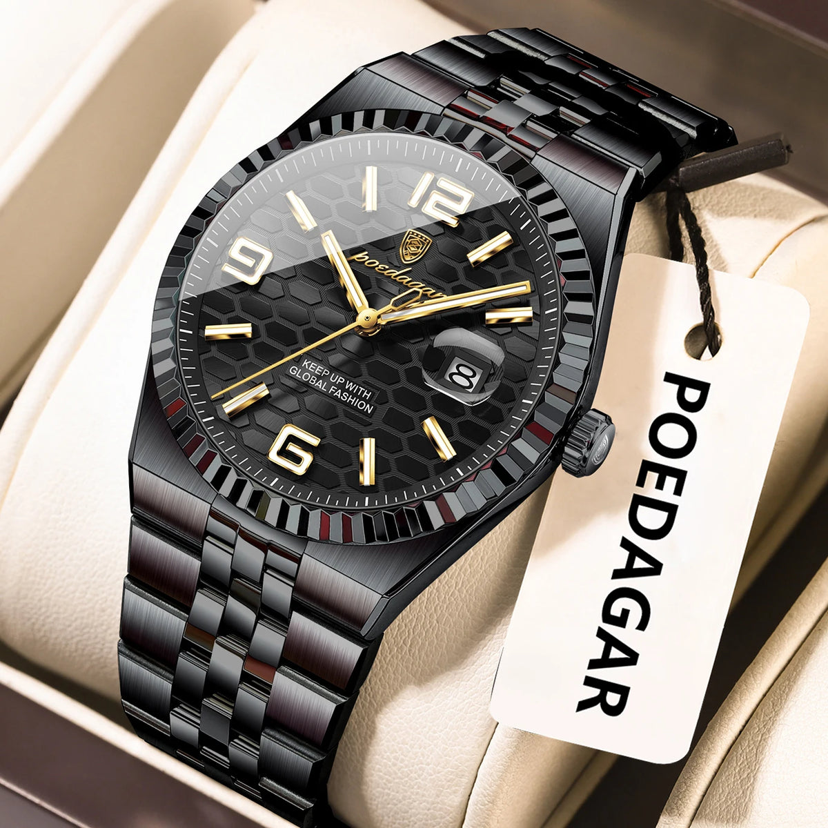 Poedagar 839 Business Men Watch Classic Design Fluted Bezel Daily Wear Quartz Wristwatch Waterproof Factory Direct Sale Montre