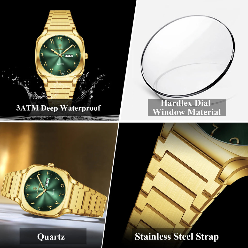 Poedagar 616 Luxury Men's Watch Arabic Dial Waterproof Quartz Watches Relogio Stainless Steel Business Wristwatch for Men