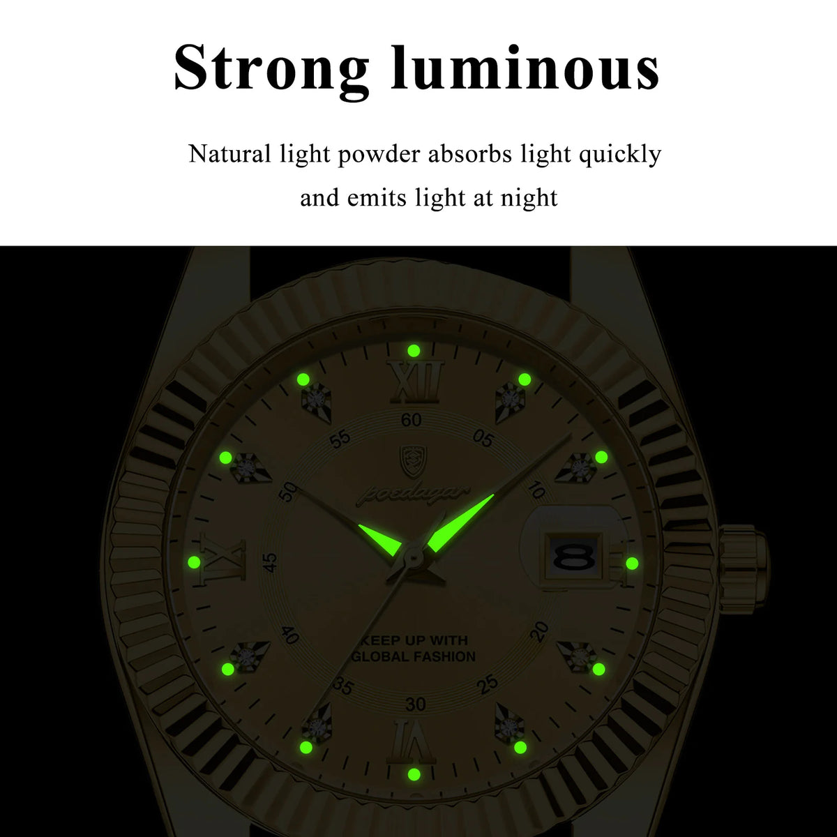 Poedagar 910 Men Luxury Diamond Quartz Watch Sport 3BAR Waterproof Luminous Calendar Stainless Steel Bulk Factory Wholesale