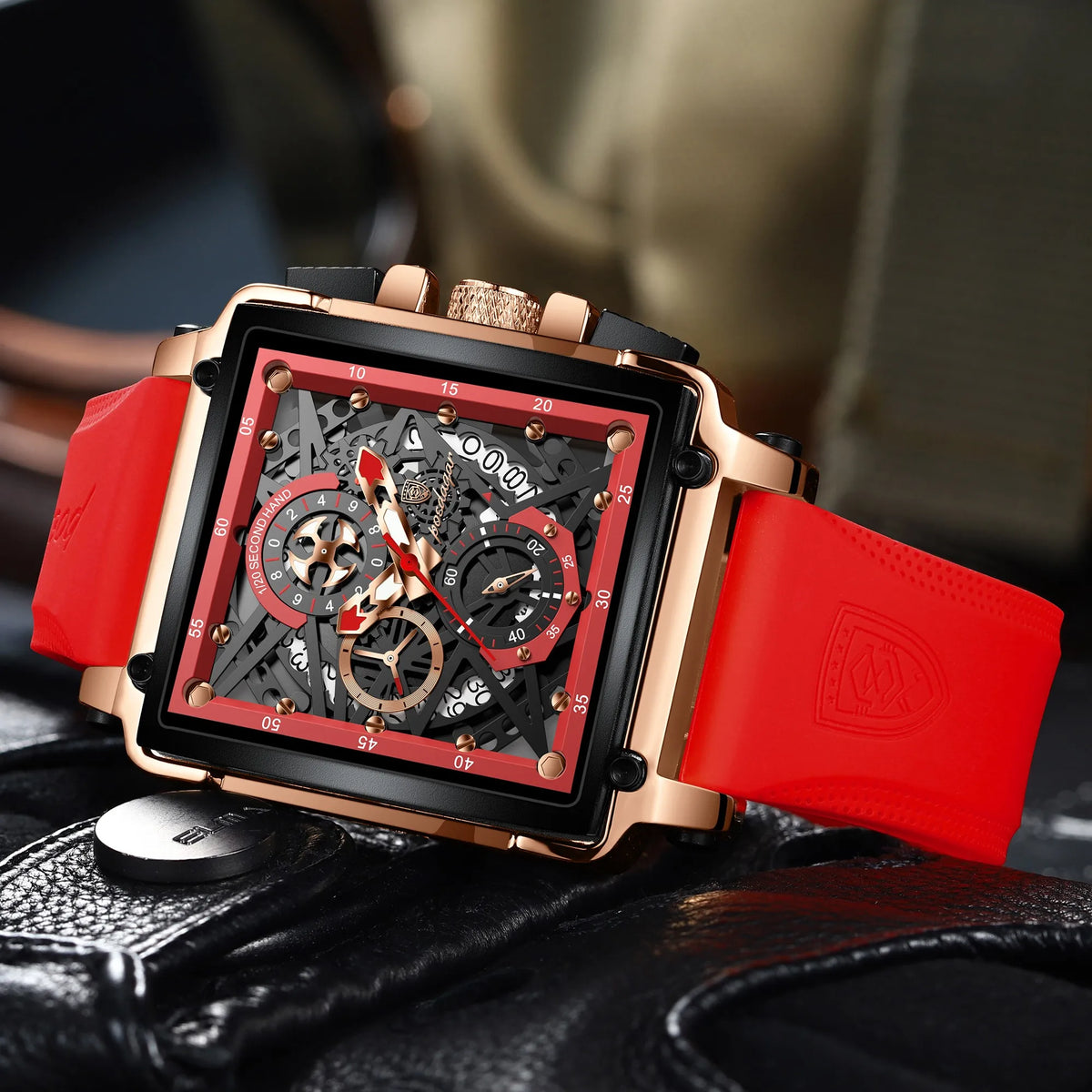Poedagar 840 Luxury Men's Watch Skeleton Dial Silicone Strap Quartz Watch Montre Waterproof Luminous Calendar Wristwatch for Men