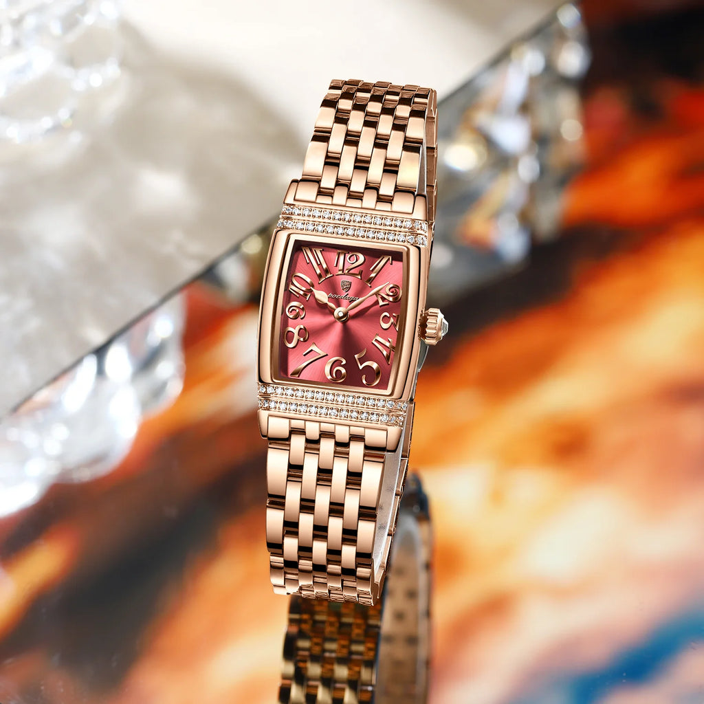 Poedagar 799 Women Luxury Quartz Watch Rose Gold Stainless Steel Bracelet Waterproof Ladies Wrist Watch