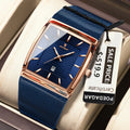 Poedagar 885 Men's Stainless Steel Mesh Quartz Watch Luminous Date Display Waterproof Luxury Fashion Watch Square Watch for Men