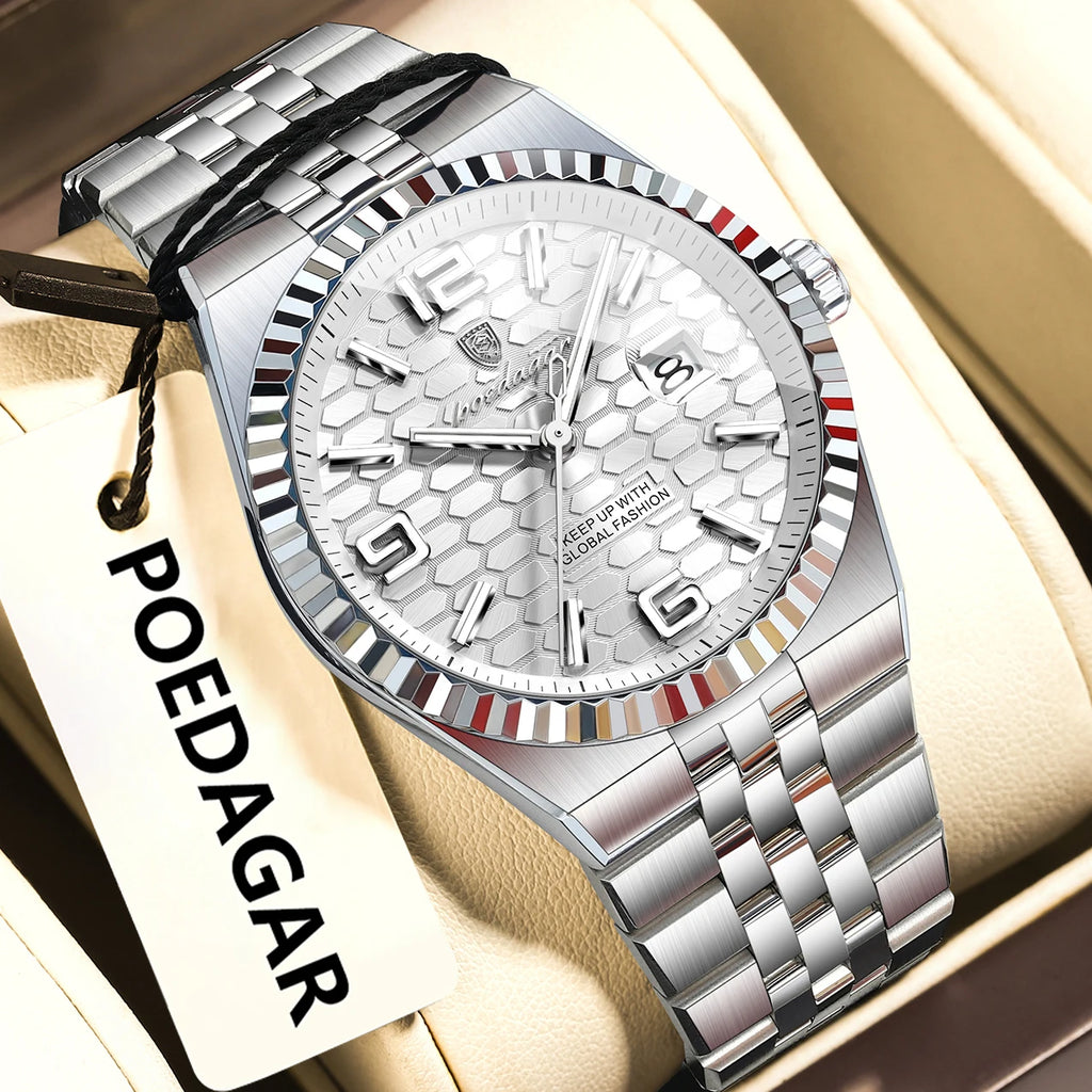 Poedagar 839 Luxury Men Watch Business Honeycomb Dial Luminous Date Waterproof Quartz Wristwatch Factory Direct Relojes Hombre