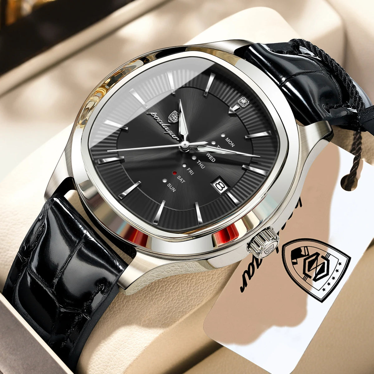 Poedagar 623 Men's Quartz Watches Luminous Waterproof Leather Strap Montre Homme Date Dial Calendar Business Daily Gift for Men