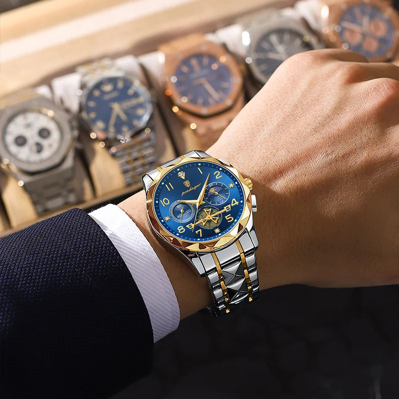 Poedagar 972 New Arrivals Fashion Luxury Men Watch Stainless Steel Wristwatch Waterproof Luminous Quartz Watches for Men