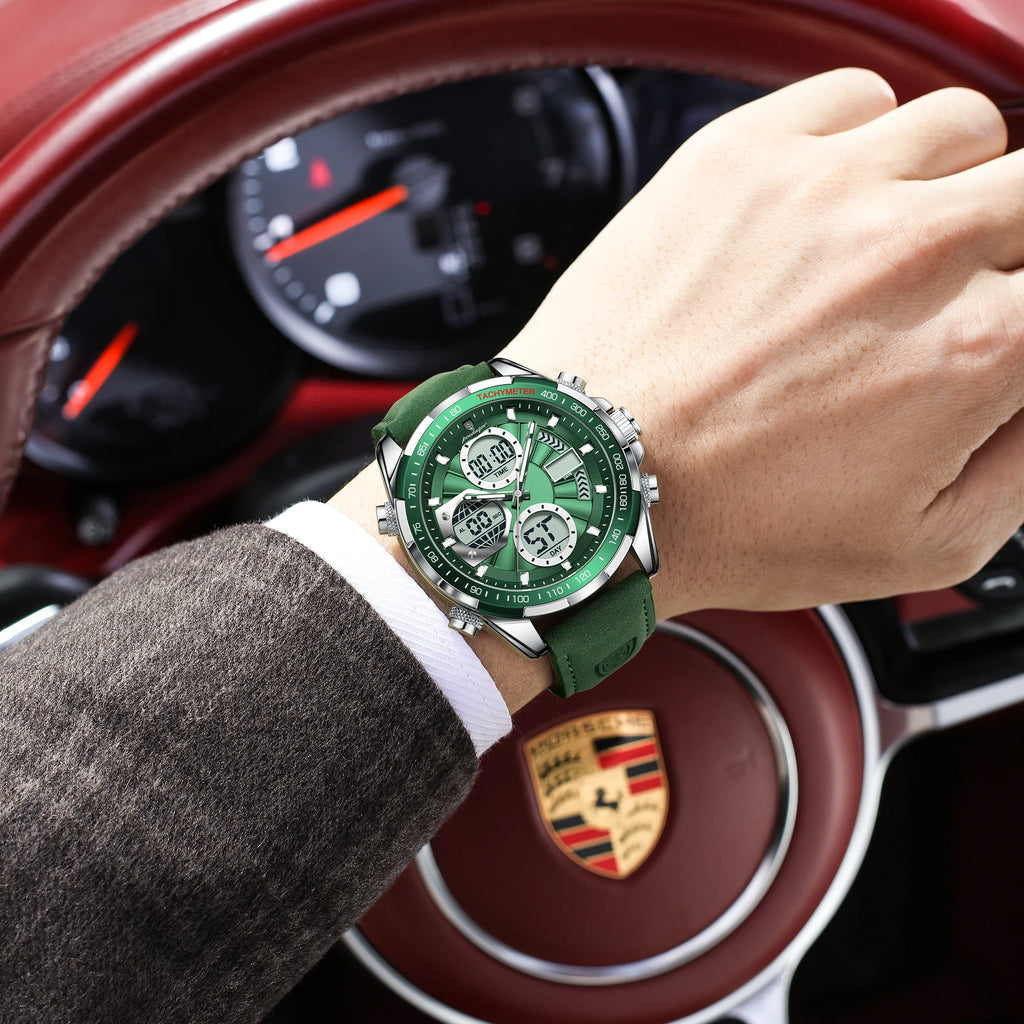 Poedagar Original Multi-functional Chronograph Watches for Men Waterproof Luxury Leather Quartz Wrist Men Watch