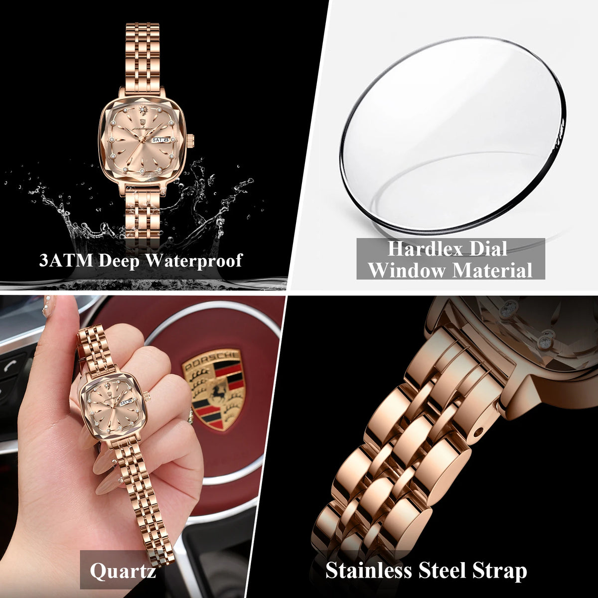 Poedagar 509 Luxury Diamond Women Watches Fashion Stainless Steel Quartz Watches Waterproof Gift for Girls Daily Wear