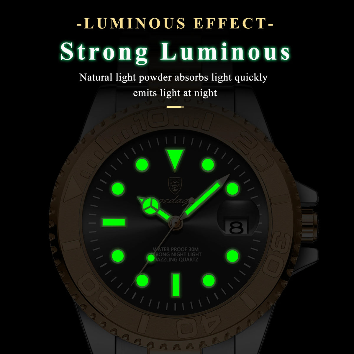 Watch for Men Luxury Poedagar 680 Classic 43mm Luminous Waterproof Men's Quartz Watches Stainless Steel Business Wrist Watch