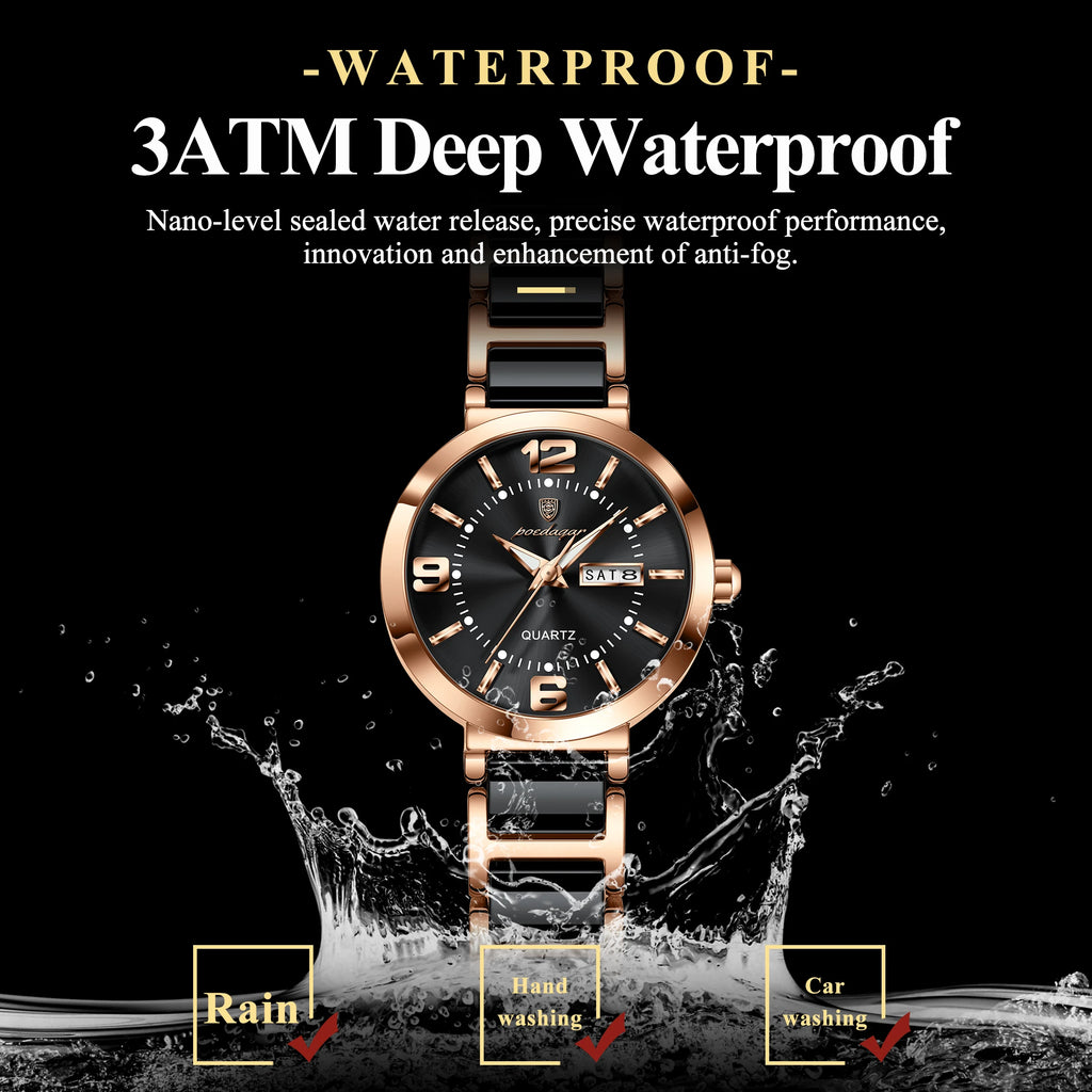 Poedagar 507 Luxury Women Watch 30M Waterproof Elegant Ceramic Strap Quartz Wristwatch Business Ladies Watch Factory Direct