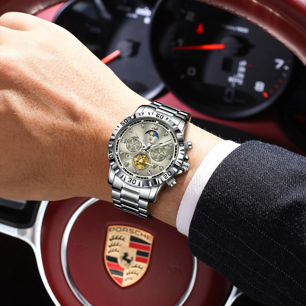 Poedagar 634 Men's Watch Luxury High Quality Stainless Steel Quartz Watch Waterproof Luminous Business Reloj Wristwatch for Men