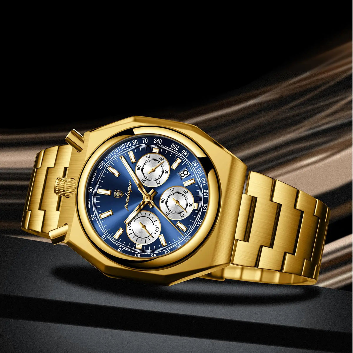 Poedagar Quartz Business Watch for Men Waterproof Luminous Multi-Function Chronograph Stainless Steel Watch for Men