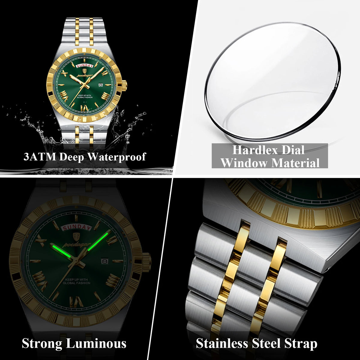 Poedagar 675 Luxury Mens Watch Classic Vintage Orologio Date Quartz Watches Waterproof Luminous Stainless Steel Watch for Men