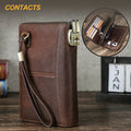 Black Angel Litchi Leather Double Zip Clutch with Password Lock