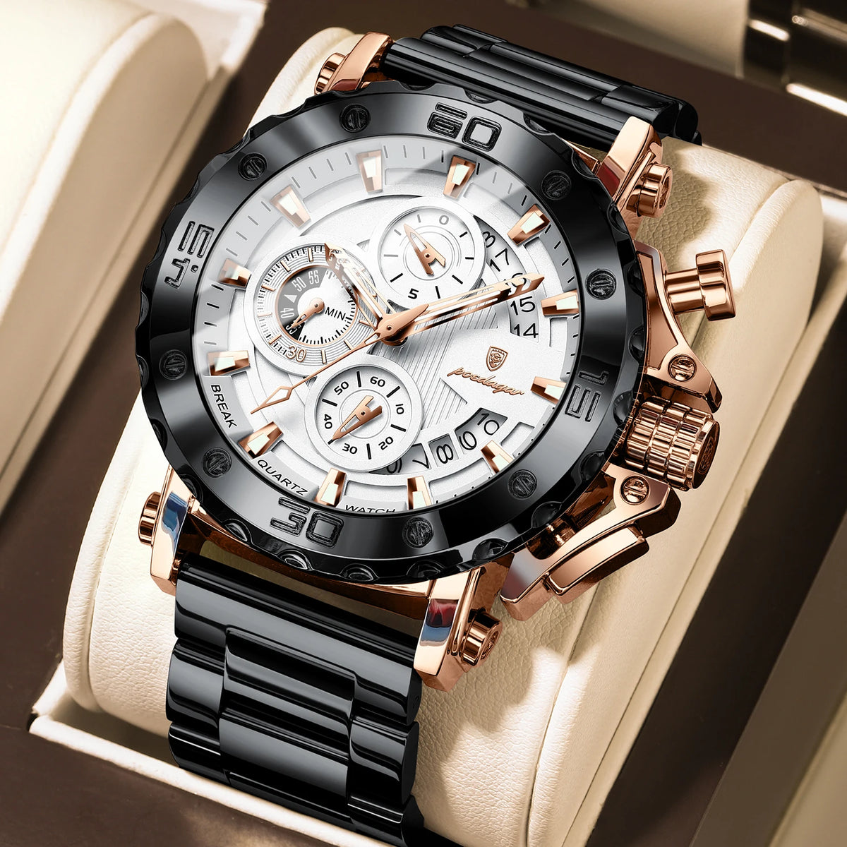 Poedagar 892 Mens Watch Luxury Date 47mm Case Original Quartz Watches Montre Homme Waterproof Luminous Watch for Men Reloj