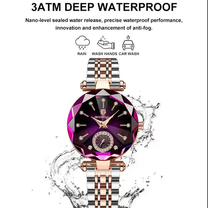 Poedagar Fashion Rose Gold Ladies Watch Jewelry Design Steel Quartz Watches Luminous Waterproof Watch Women