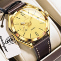 POEDAGAR 689 Quartz Watch Men Hardlex Dial Leather Strap 3ATM Waterproof Luminous Night Light Business Wristwatch