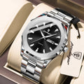 Poedagar 875 Luxury Mens Watch Business Octagonal Case Stainless Steel Quartz Watch Reloj Luminous Waterproof Wristwatch for Men