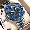 Poedagar 697 Business Luminous Waterproof Wristwatch Stainless Steel Strap Chronograph Men's Quartz Watch