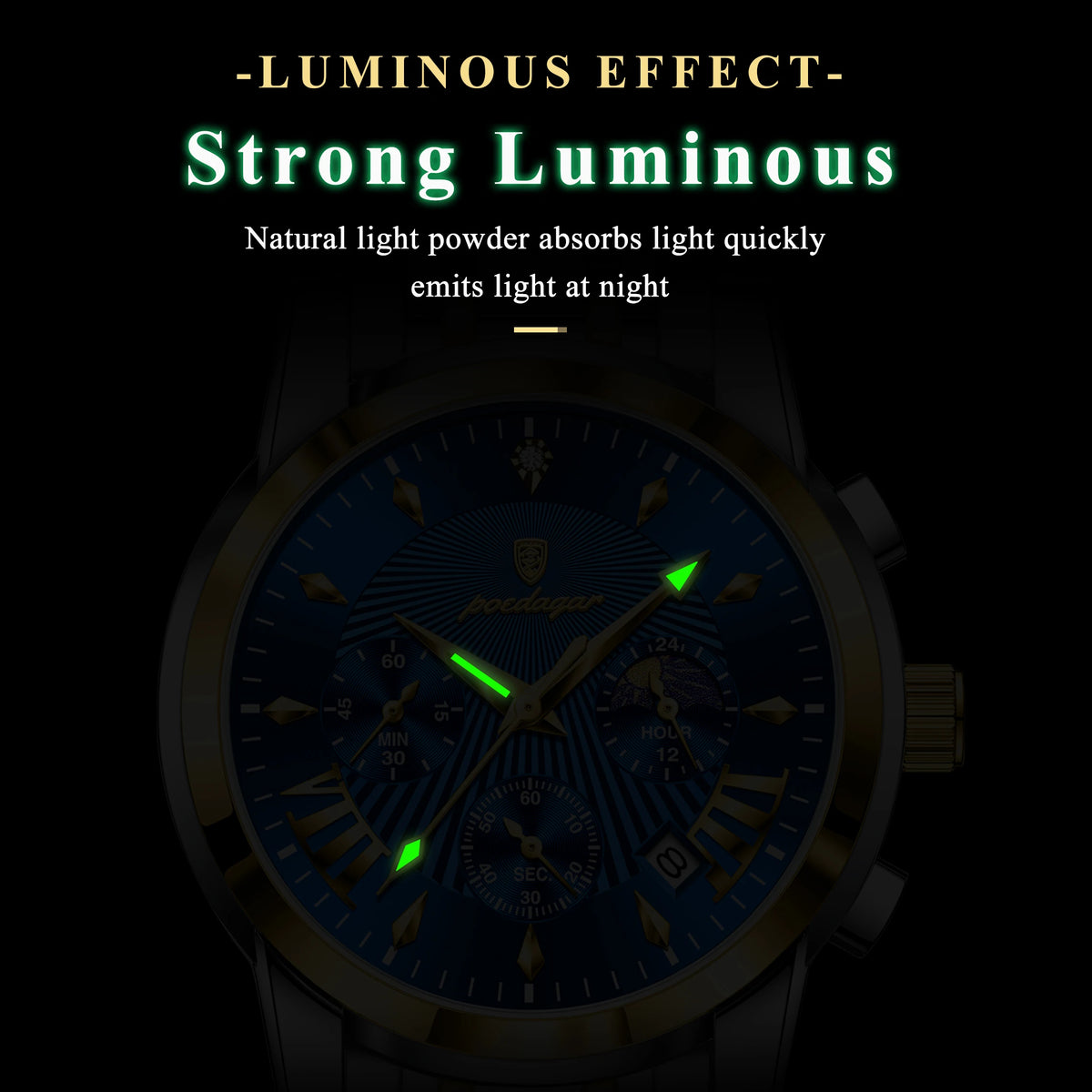 Poedagar High Quality Montres De Luxe Waterproof Luminous Men Watch Chronograph Stainless Steel Luxury Quartz Watches for Men