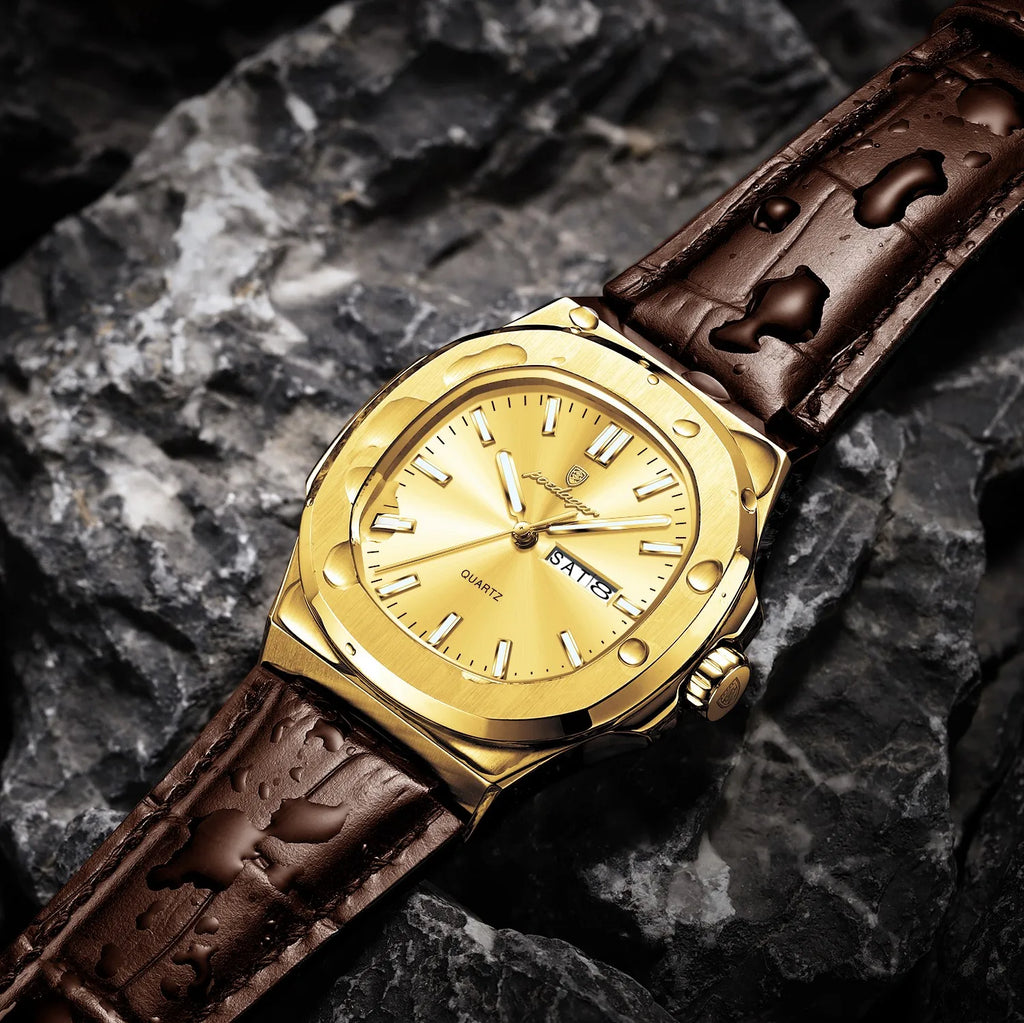 Poedagar 853 Luxury Men Watch Luminous Waterproof Calendar Fashion Quartz Wristwatch Business Leather Montre Relojes Hombre