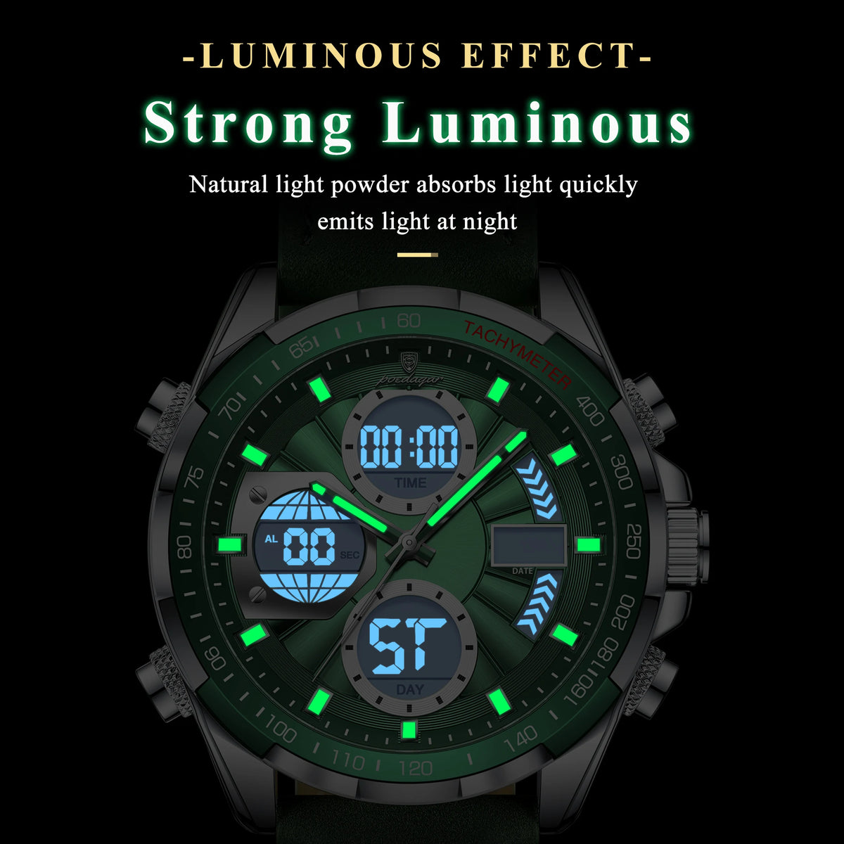 Poedagar Original Multi-functional Chronograph Watches for Men Waterproof Luxury Leather Quartz Wrist Men Watch