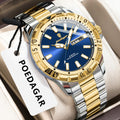 Poedagar 959 Men's Quartz Watch Two-Tone Stainless Steel Business Wristwatch Herrenuhr Waterproof Luminous Date Watch for Men