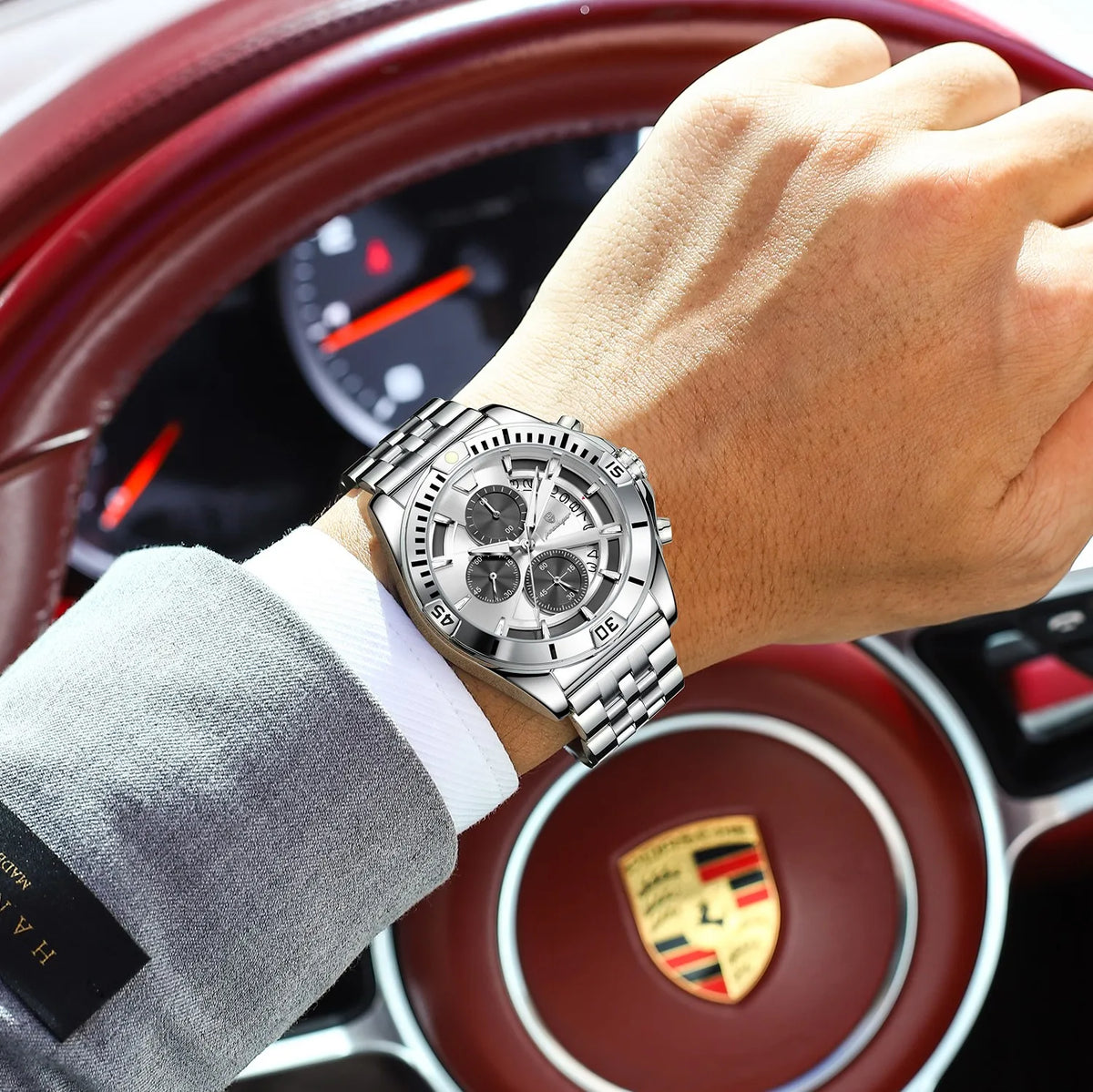 Poedagar 695 Men Luxury Quartz Watches Stainless Steel Hollow Dial Daily Wear Gift Watches Luminous Chronograph Orologio Uomo