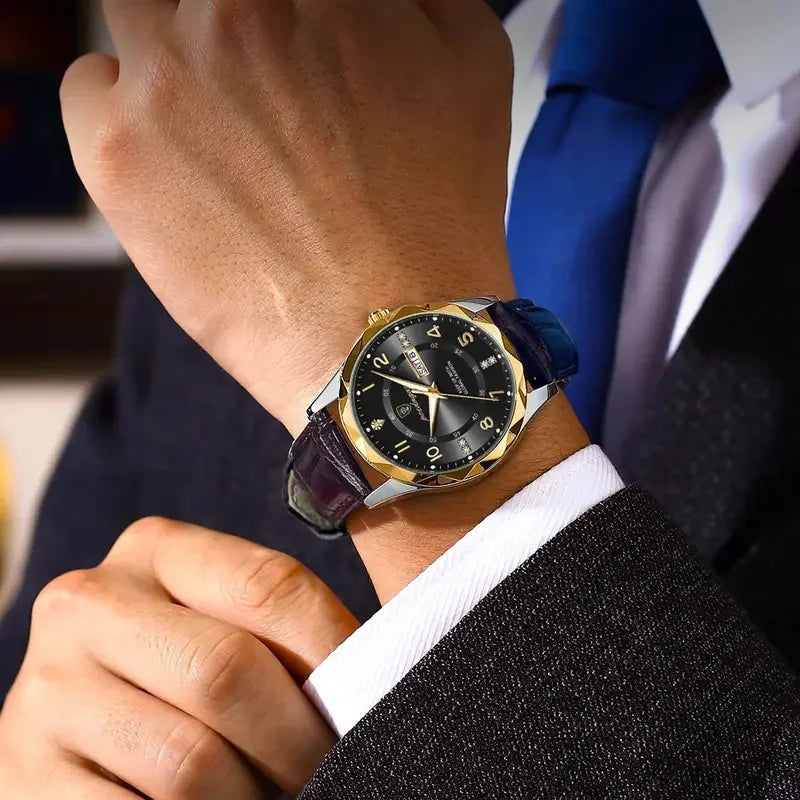 Poedagar 858 Men Quartz Watches Factory Wholesale Luxury Leather Men's Watch Waterproof Luminous Watches for Men