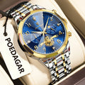 Poedagar 939 Men's Watch Luxury Luminous Waterproof Quartz Watches Stainless Steel Chronograph Watch for Men Reloj Hombre