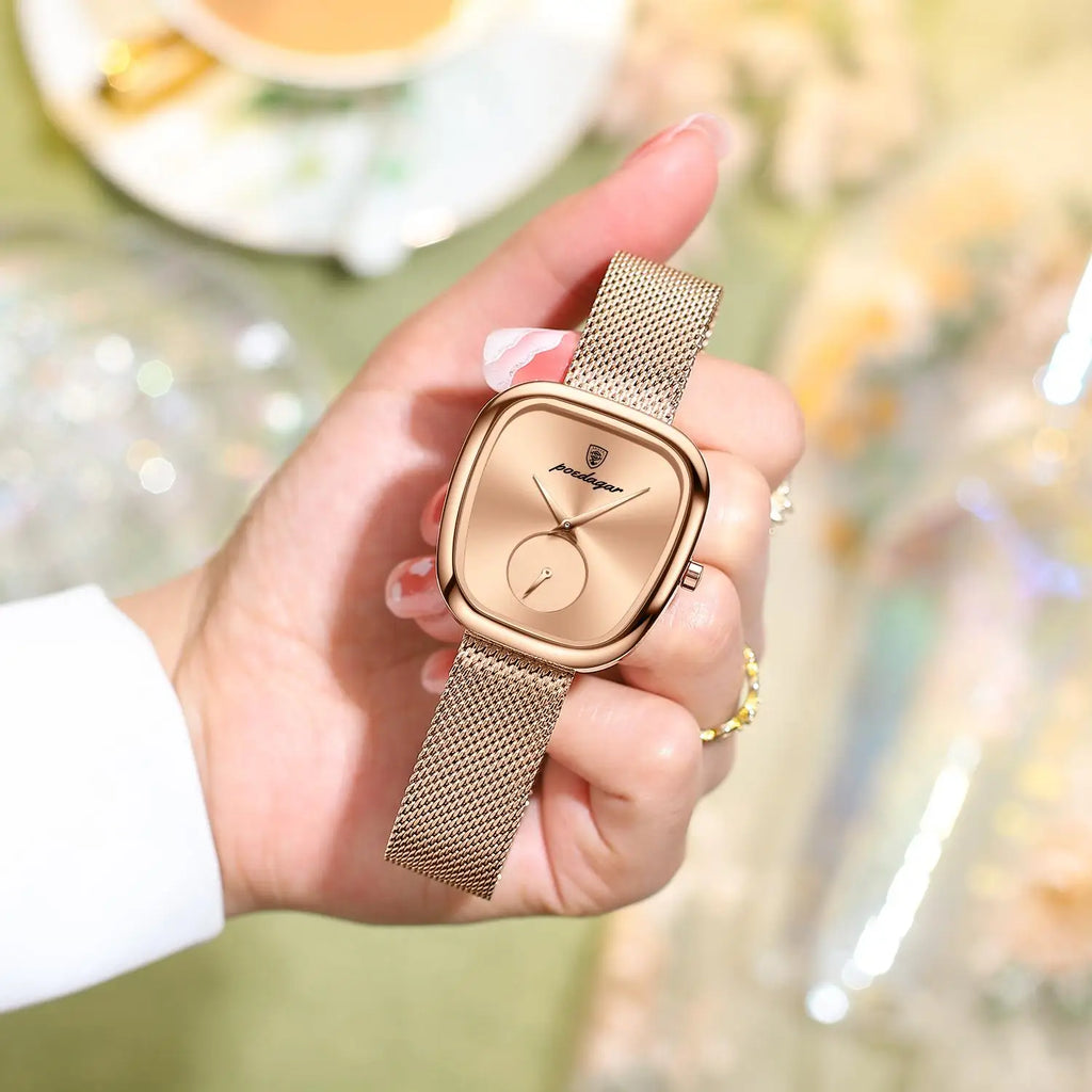 Poedagar Luxury Ladies Accessories Watch Waterproof Stainless Steel Mesh Bracelet Quartz Watches for Women