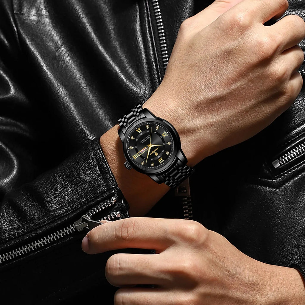 Poedagar 936 Men Watch Luxury Roman Numeral Stainless Steel Quartz Wristwatch Date Luminous Business Casual Montre Homme Reloj