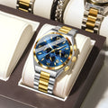 Poedagar New Fashion Men's Quartz Watch 42MM Dial Waterproof Multi-Functional Chronograph Stainless Steel Watch for Men