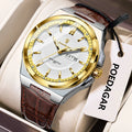 Poedagar 896 Luxury Sports Luminous Quartz Mens Watch Leather Strap Waterproof Watch for Men