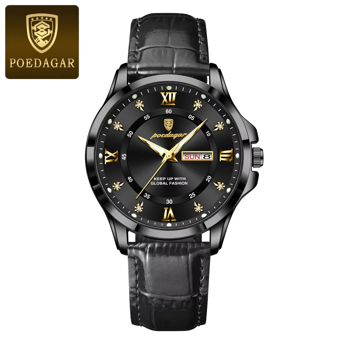 Poedagar 855 New Arrivals Waterproof Mens Watch Waterproof Luminous Quartz Watches Luxury Leather Watch for Men